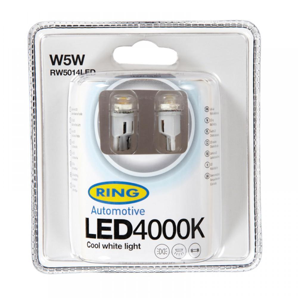 LED лампи RING W5W 4000К Cool White RW5014LED (9522) (2шт)