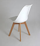 Стілець пластик Milan (Мілан) білий 07 на дерев'яних ніжках, фото 4