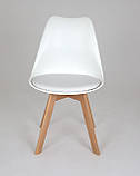 Стілець пластик Milan (Мілан) білий 07 на дерев'яних ніжках, фото 3