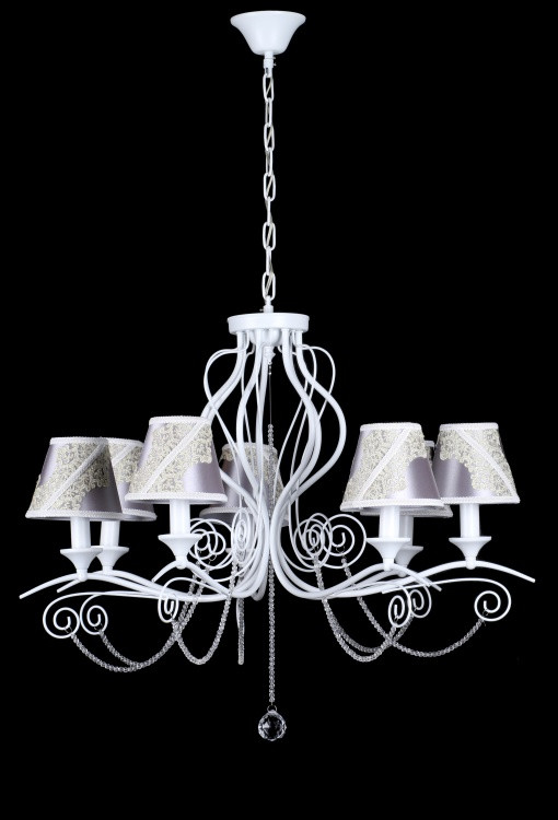 Класична біла люстра з абажурами L30126/7 (WT), фото 1
