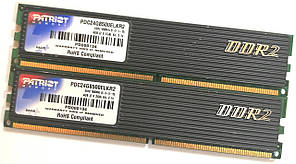 Пара оперативной памяти Patriot DDR2 4Gb (2Gb+2Gb) 1066MHz 8500U CL5 (PDC24G8500ELKR2) Б/У