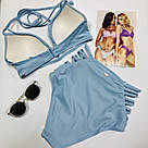 Купальник Пуш-Ап Victoria's Secret PINK Плавки з високою талією р. XS, Блакитний, фото 2