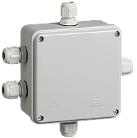 Коробка КМ41330 розпаячна для о/п 100х100х50 мм IP55 (RAL7035, гермовведення PG9 5 шт)