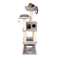 Когтеточка/Игровой комплекс для котов с когтеточкой и домиком Legrand Cat серый, когтеточка и домик для кота