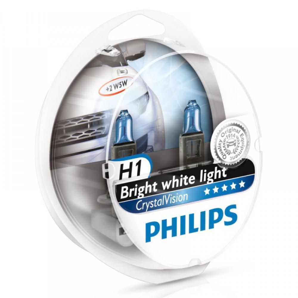 Галогенна лампа Philips H1 Crystal Vision 4300K 55W 12258CVSM (2шт.)