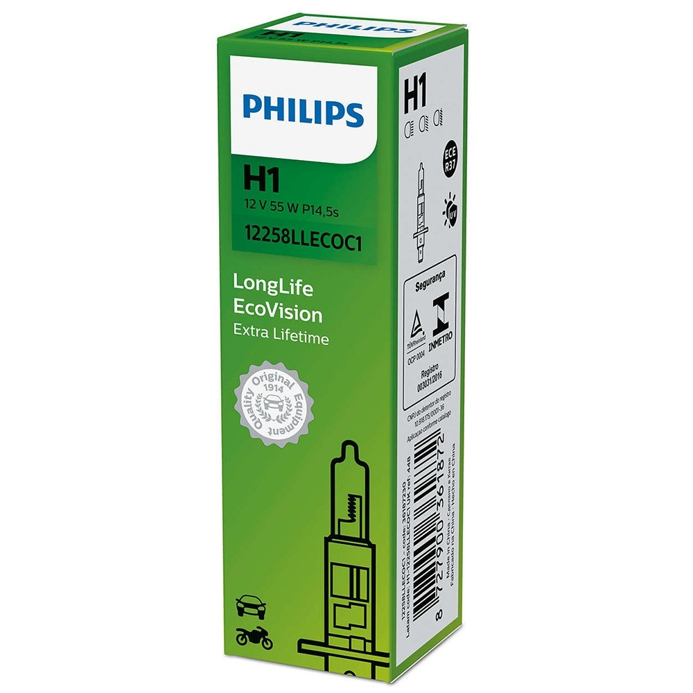 Галогенна лампа Philips H1 LongLife EcoVision 12258LLECOC1 (1шт.)
