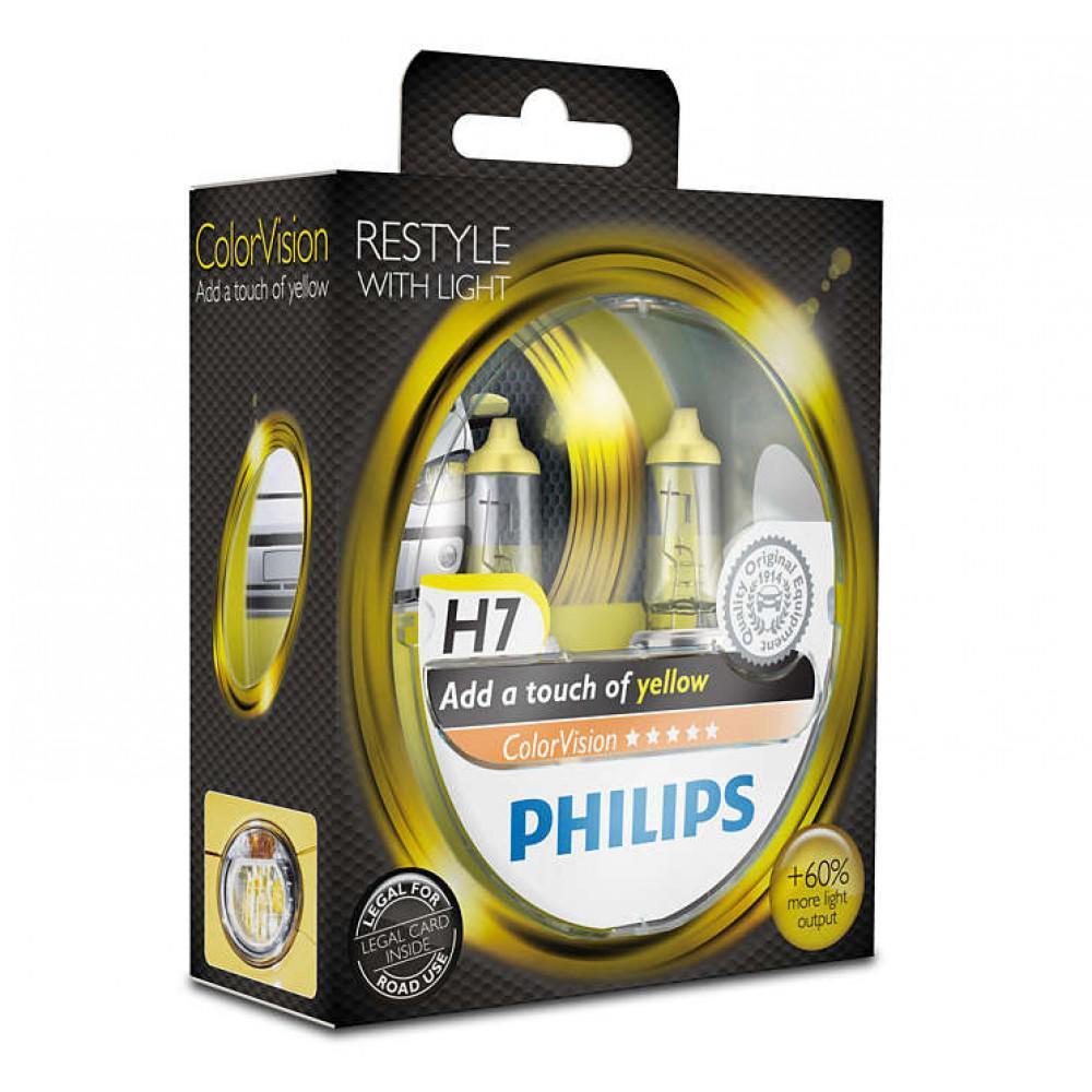Галогенна лампа Philips H7 ColorVision Yellow 3350K 12972CVPYS2 (2шт.)