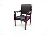 Кресло для конференций Версаль Палисандр, комбинированная кожа люкс Черная (Диал ТМ)