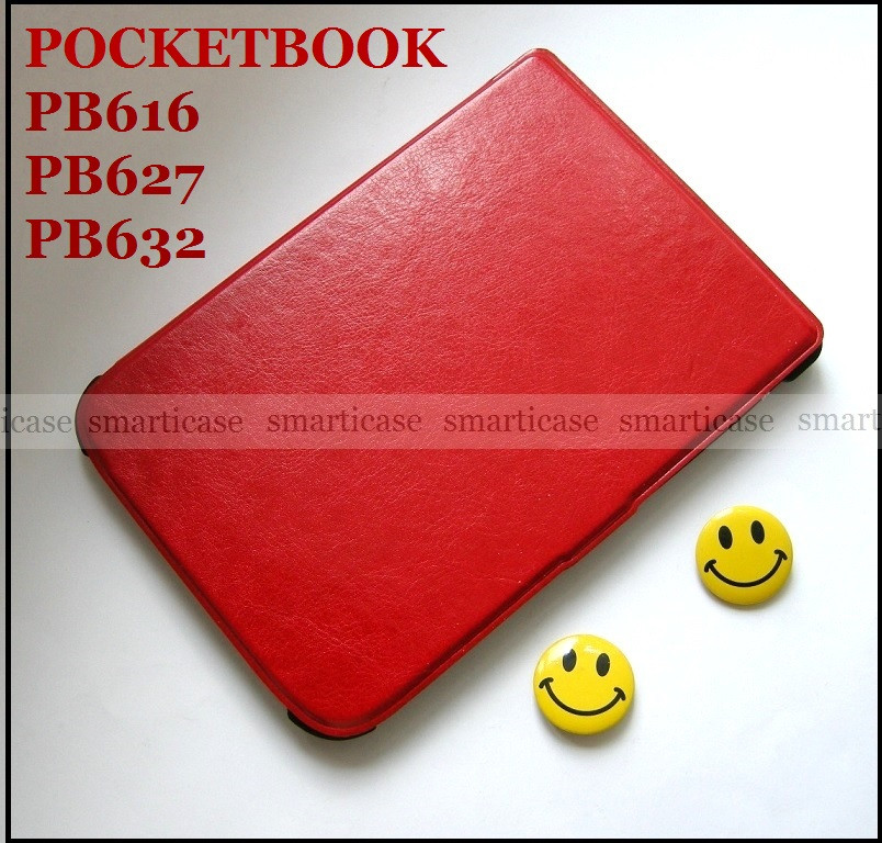 Жіночий червоний чохол обкладинка для Pocketbook 616, 627, 632 в шкірі PU + TPU