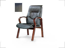 Крісло офисное Монако горіх шкіра люкс чорна (Діал ТМ)