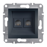 Розетка EPH4200171 телефонна 4 контакту. Подвійна ASFORA Schneider Electric Антрацит