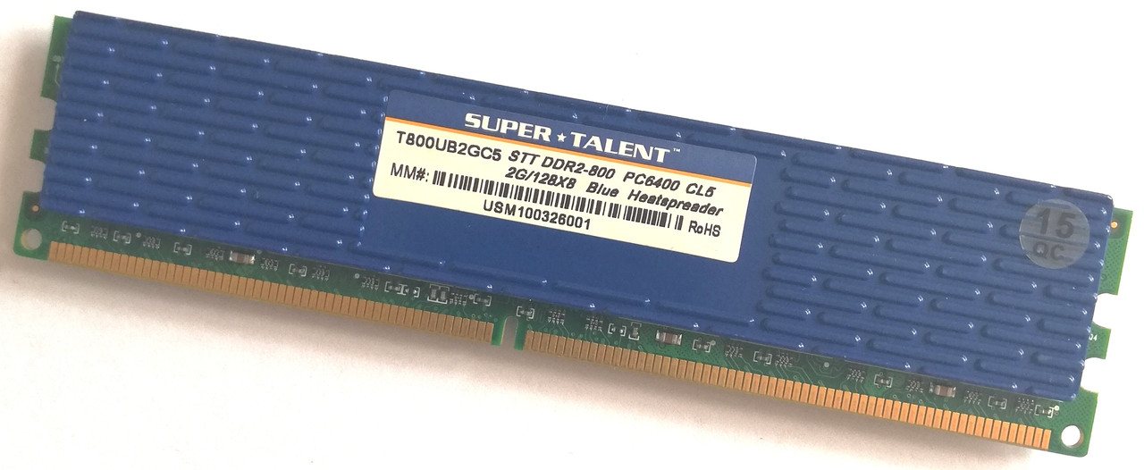 Ігрова оперативна пам'ять Super Talent DDR2 2Gb 800MHz PC2 6400U CL5 (T800UB2GC5) Б/В, фото 1