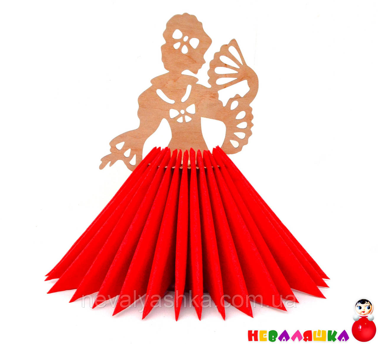 Дерев'яна сестра, дівчина з Веером в платті з серветок підставки дерев'яна серветка з дерева., фото 1