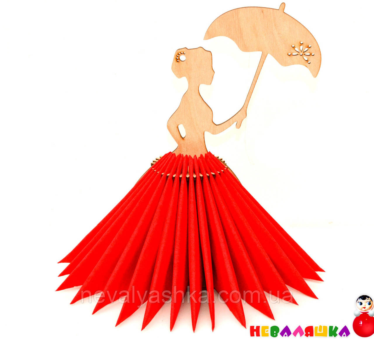 Дерев'яна підставка для серветок Дівчина з Парасолькою в сукні з серветок підставка дерев'яна яна серветниця з дерева