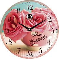 Настенные часы "Букет роз" круглые бесшумные Vintage
