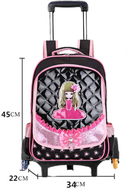 Шикрный рюкзак візок на колесах з принтом дівчинки