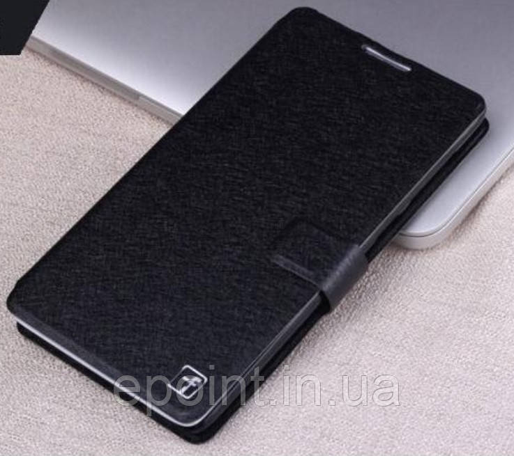 Чохол книжка для Lenovo A880 з оригінальною фактурою, чорний колір