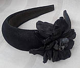 Чорний шкіряний обруч для волосся на металевій основі, ручна робота, 350 грн., фото 5
