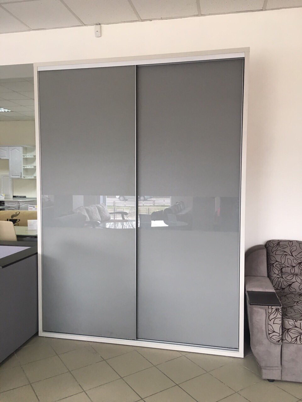 Шафа-купе система slim starke сіре скло з піскоструєм