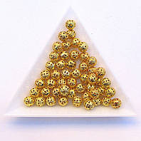 Бусини Ажурні 6 мм золото (50 шт.)