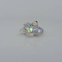 Кільце срібне "Swarovski 5 Кубиків" Aurora Borealis - Хамелеон родированное