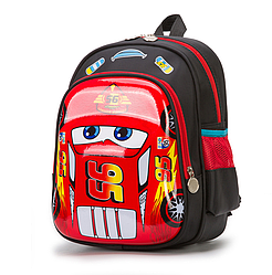 Рюкзак дитячий, Тачки Дісней, 25 см * 13 см * 31 см, 3D чорний + червоний.