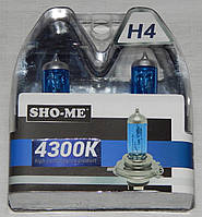 Автомобільні галогенні лампи "SHO-ME" (H4) (60/55W)(+120%)(4300K)