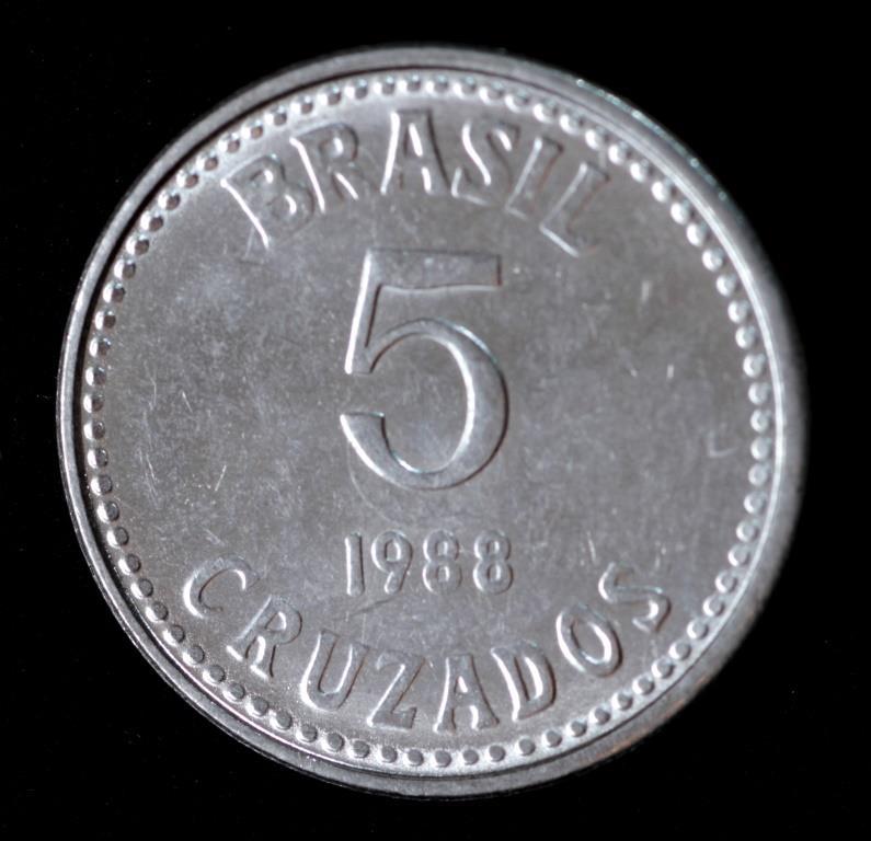Монета Бразилії 5 крузадо 1988 р.
