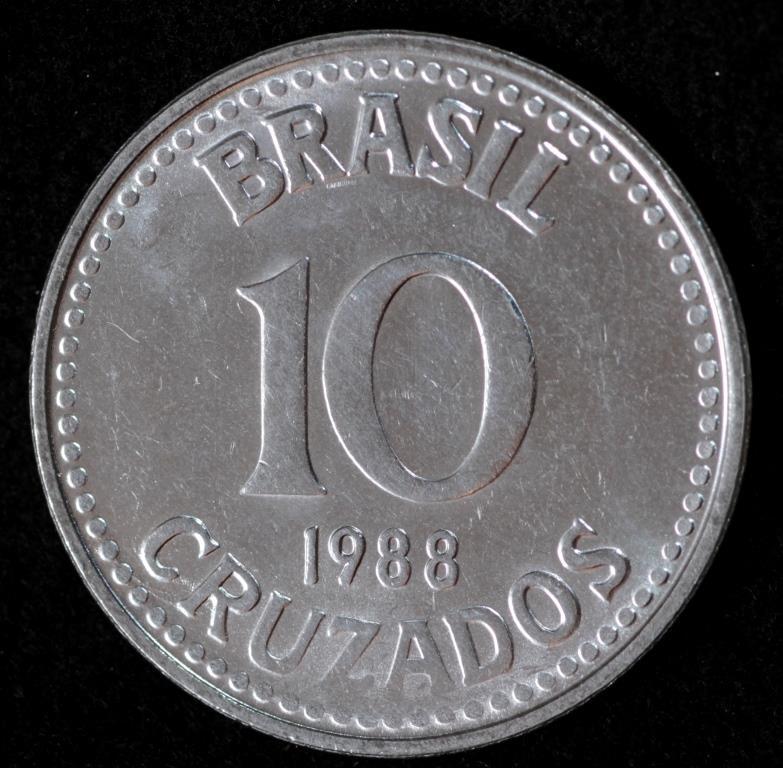 Монета Бразилії 10 крузадо 1988 р.