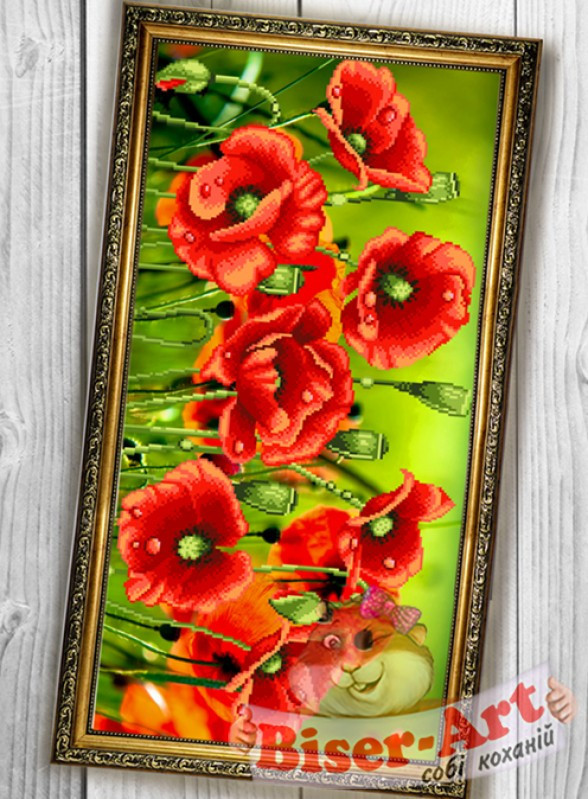 Схема для вишивки бісером панно Biser-Art 3060001 Маки, фото 1