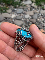 Перстень из серебра с бирюзой «Саламандра»