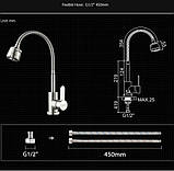 Змішувач для кухні з неіржавкої сталі (SUS304) SANTEP 649, фото 7