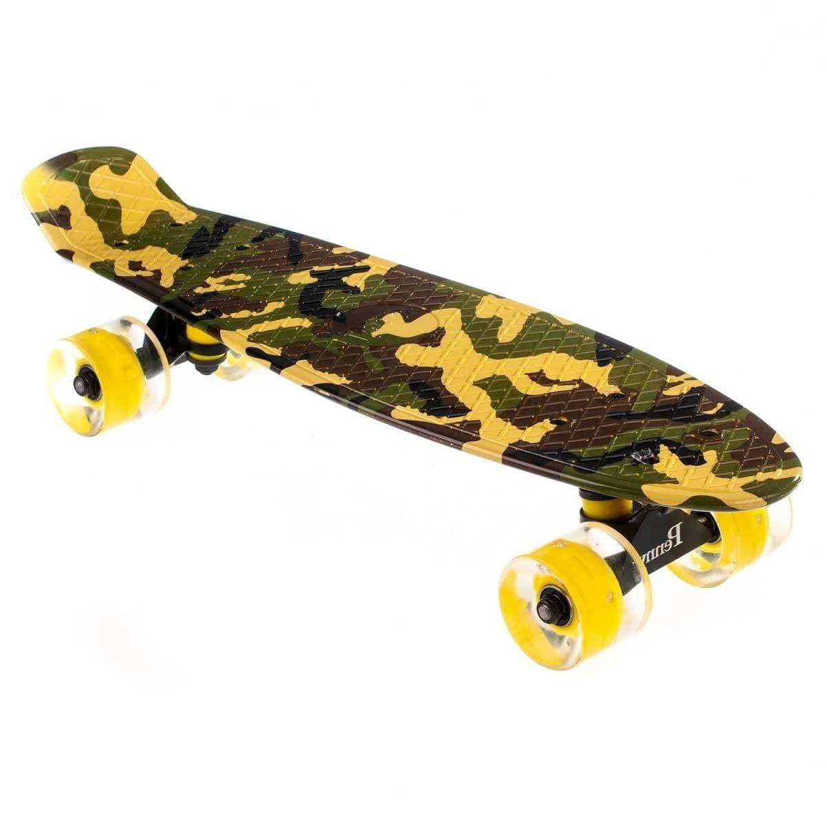 

Пенни борд со светящимися колёсами Maraton Penny Zetra (камуфляж) и ярким принтом, Разные цвета
