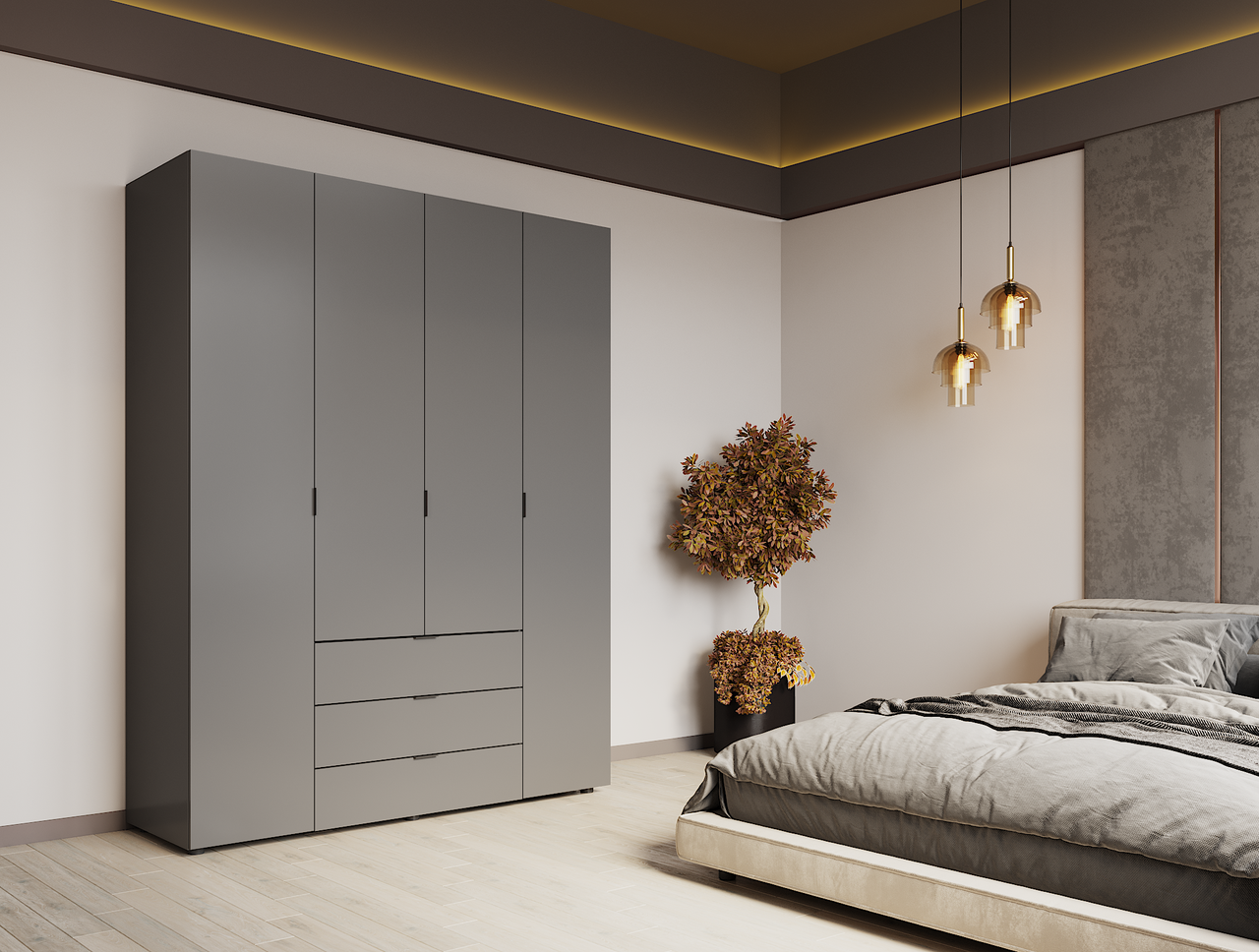 Розпашна Шафа для одягу Doros Гелар Графіт 4 ДСП 155х49,5х203,4 (80737075) 4