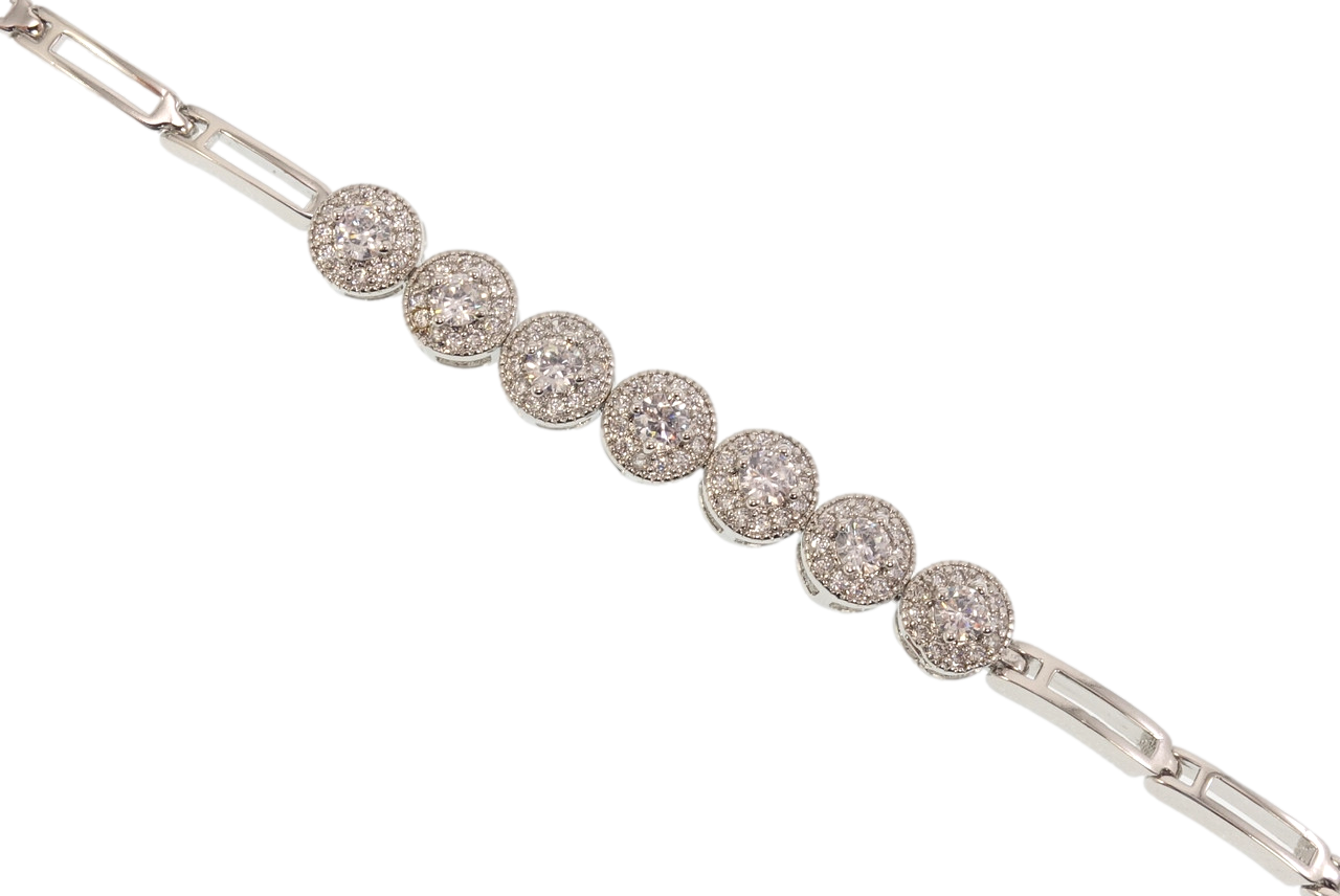 

Браслет СМ Родий "Колечки из циркония" размер 20см х 3-6мм