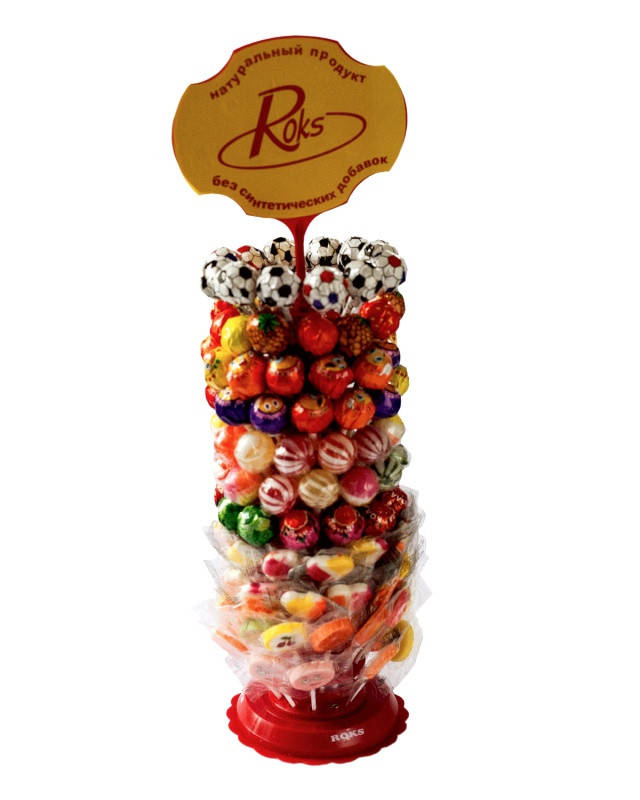 

Карамель "Леденцы на палочке Елка Ассорти Пирамидка" Roks
