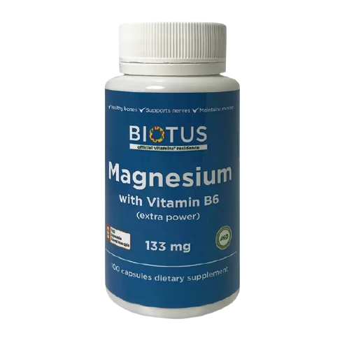 

Магний и витамин В6, Magnesium with Vitamin B6, Biotus, 100 капсул (BIO-530197)
