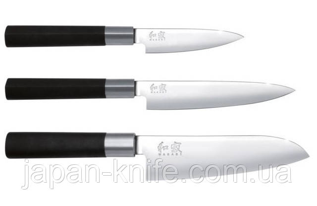 Набір із 3 ножів KAI WASABI Black 67S-310 (6710P/6715U/6716S)