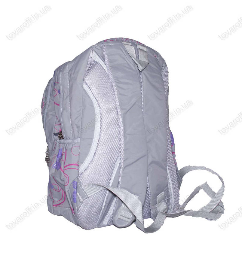 Рюкзак шкільний/міський для дівчинки з плащової тканини - Метелик - Сірий - 1032, фото 2