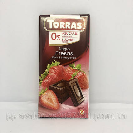 Шоколад Torras темний з полуницею Іспанія 75г