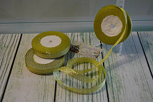 Стрічка парча, 15 мм (22метра), колір — оливковий