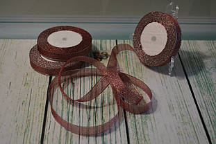 Стрічка парча, 15 мм (22метра), колір — бордовий