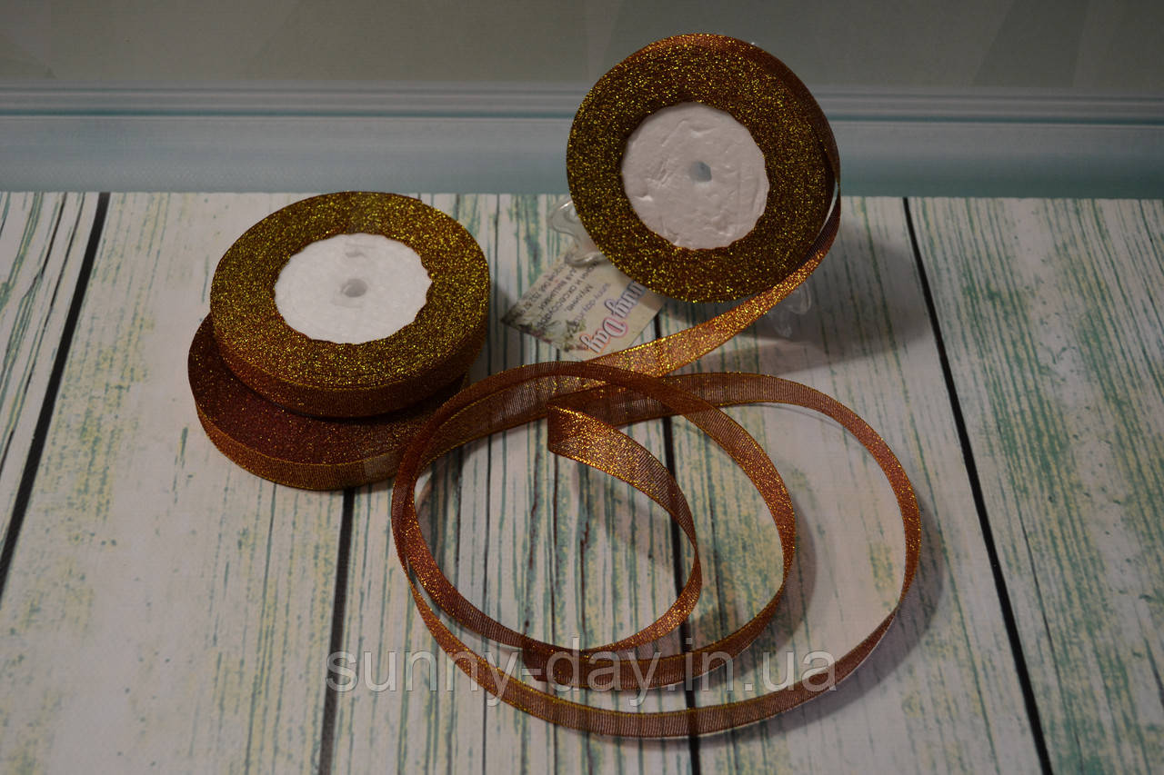 Стрічка парча, 15 мм (22метра), колір — коричневий, фото 1
