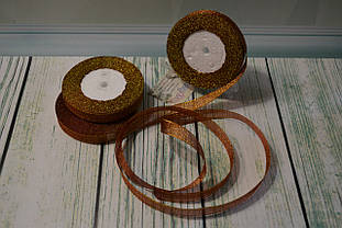 Стрічка парча, 15 мм (22метра), колір — коричневий