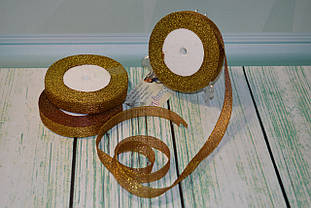 Стрічка парча, 15 мм (22метра), колір — бронзовий
