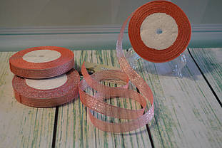 Стрічка парча, 15 мм (22метра), колір — пудра