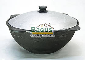 Чавунний наманганський (Узбекський) казан 6 л з алюмінієвою кришкою (d-30 см, стінка 5 мм) відшліфований, оригінал