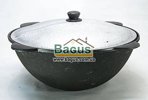 Чавунний наманганський (Узбекський) казан 10 л з алюмінієвою кришкою (d-35 см, стінка 5 мм) відшліфований, оригінал