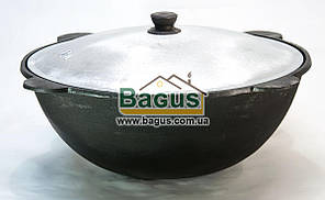 Чавунний наманганський (узбекський) казан 12 л кришкою (d-35 см, стінка 5 мм) відшліфований, оригінал, круглий низ