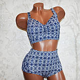 Розмір 54. Стильний, яскравий жіночий синій купальник, роздільний, м'яка чашка, без кісточок., фото 3